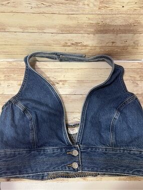 Women's Levi’s Denim Halter Top Jeans-Style Crop - Blue